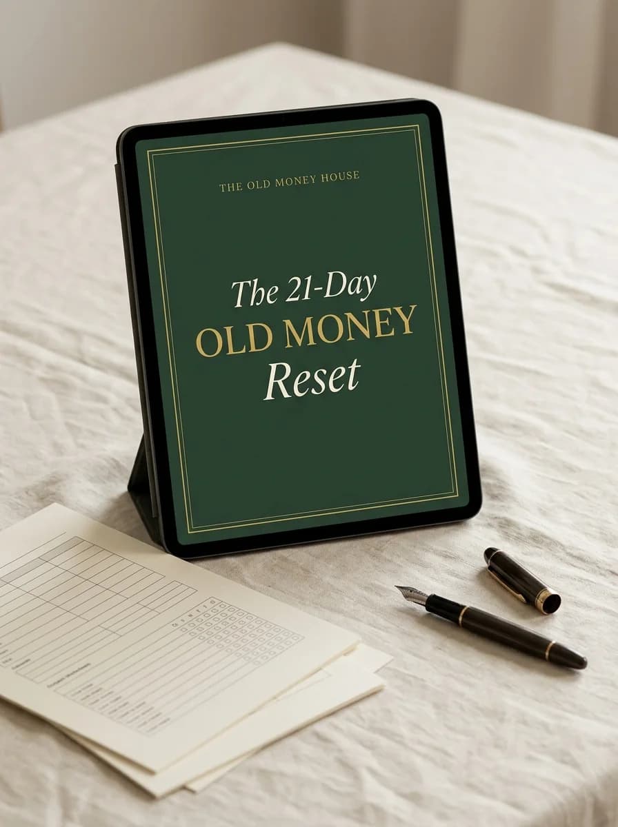 The Reset on a tablet, with printed worksheets and a fountain pen